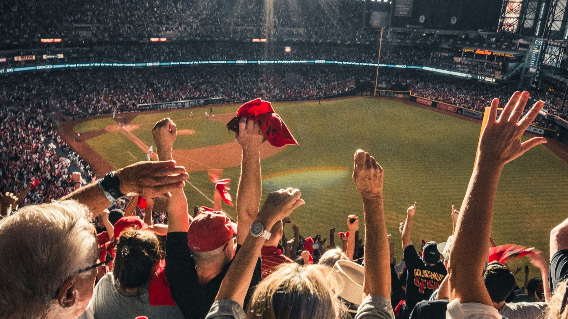 people watching baseball