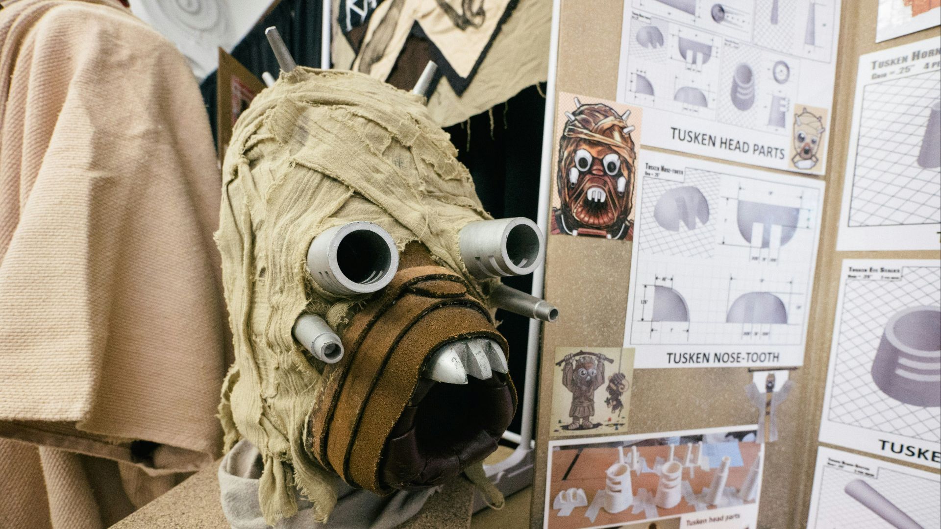 a close up of a mask on a table