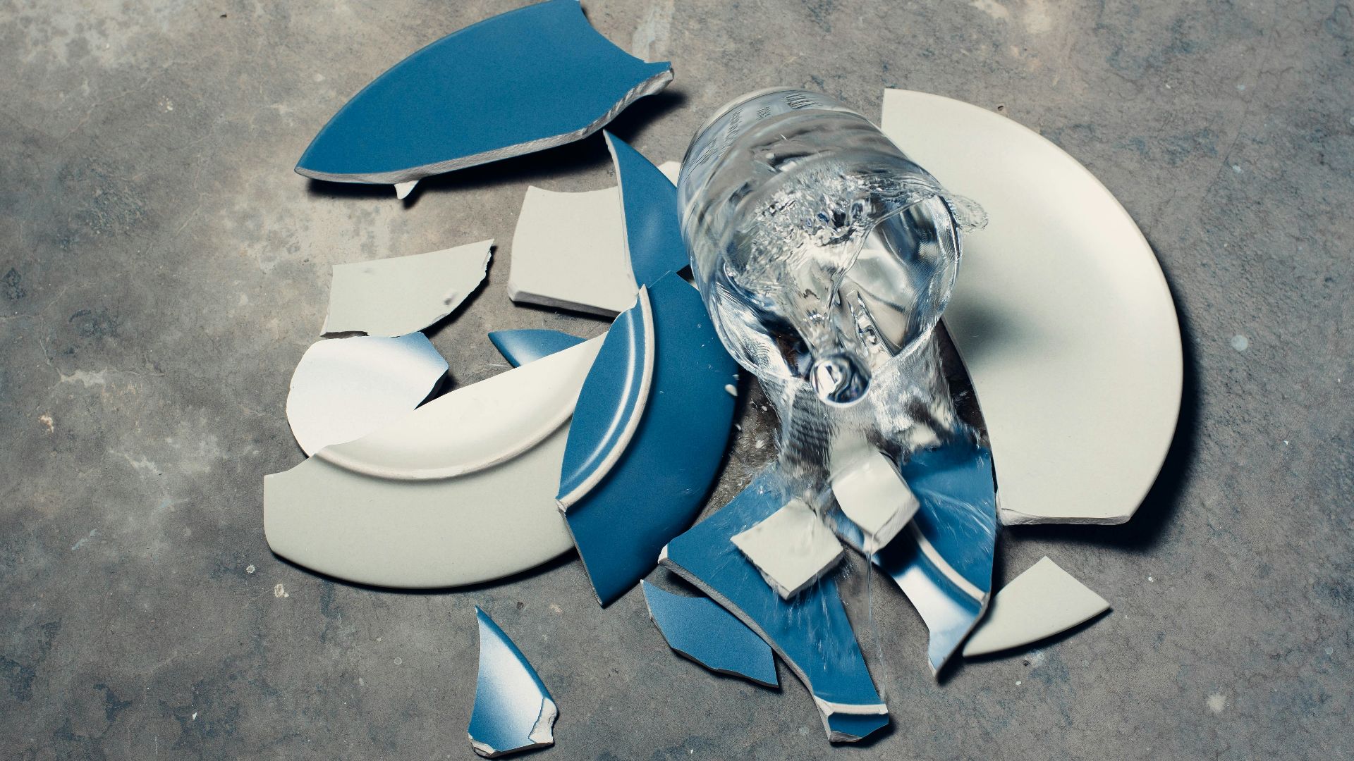 broken ceramic plate on floor