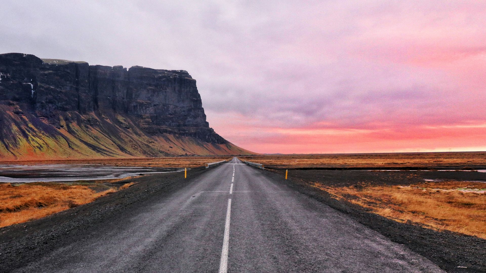 asphalt road and cliff horizon