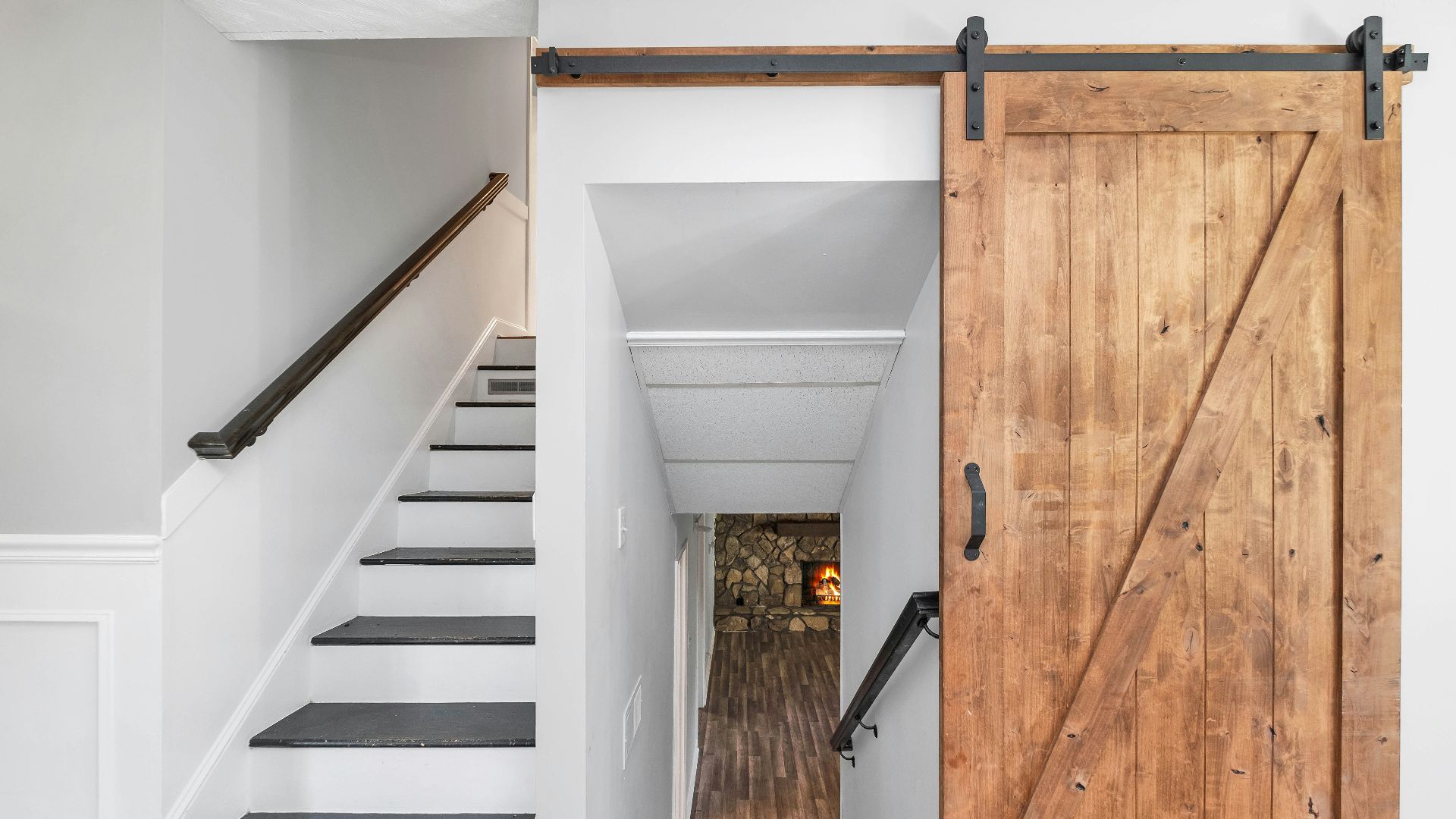 a staircase leading to a door