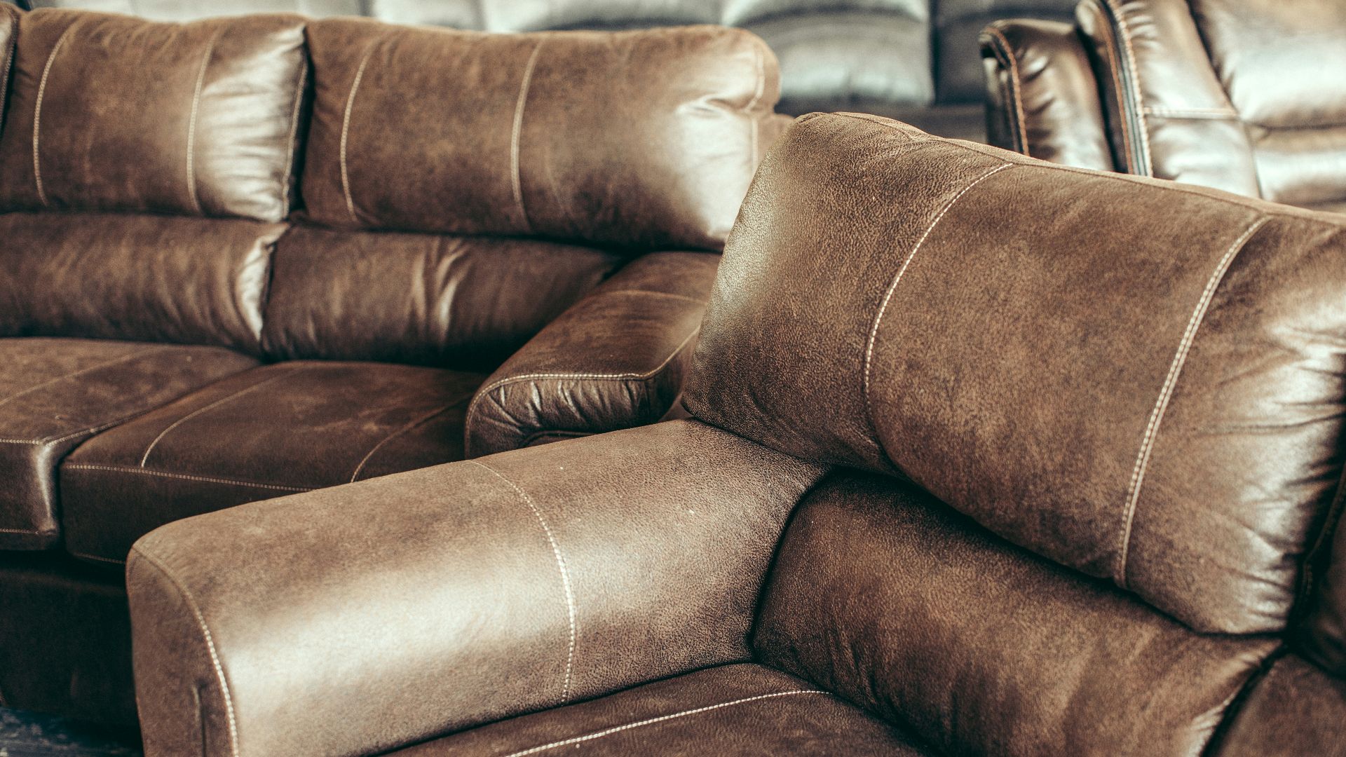 a brown leather couch