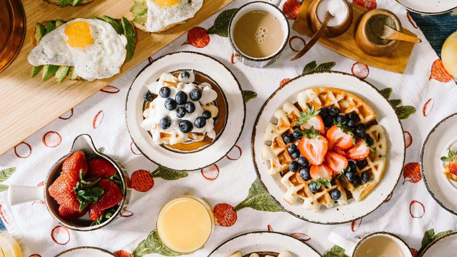 round white ceramic plate filled with waffle