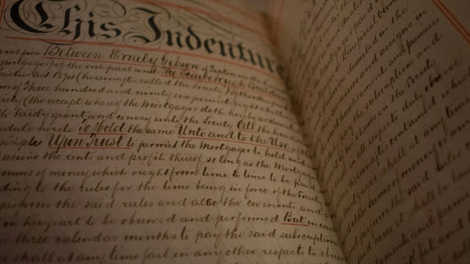 Chris Indenture text on book