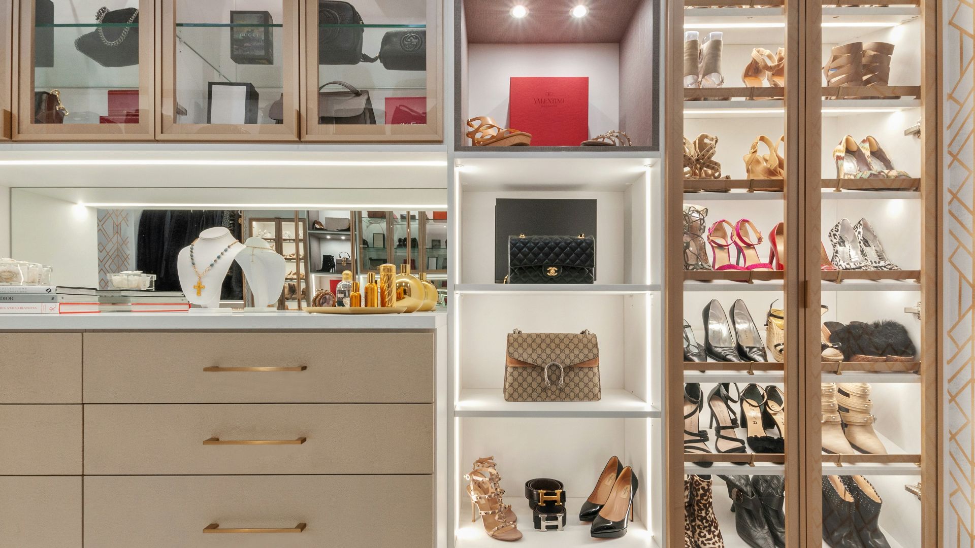 white wooden shelf with assorted items