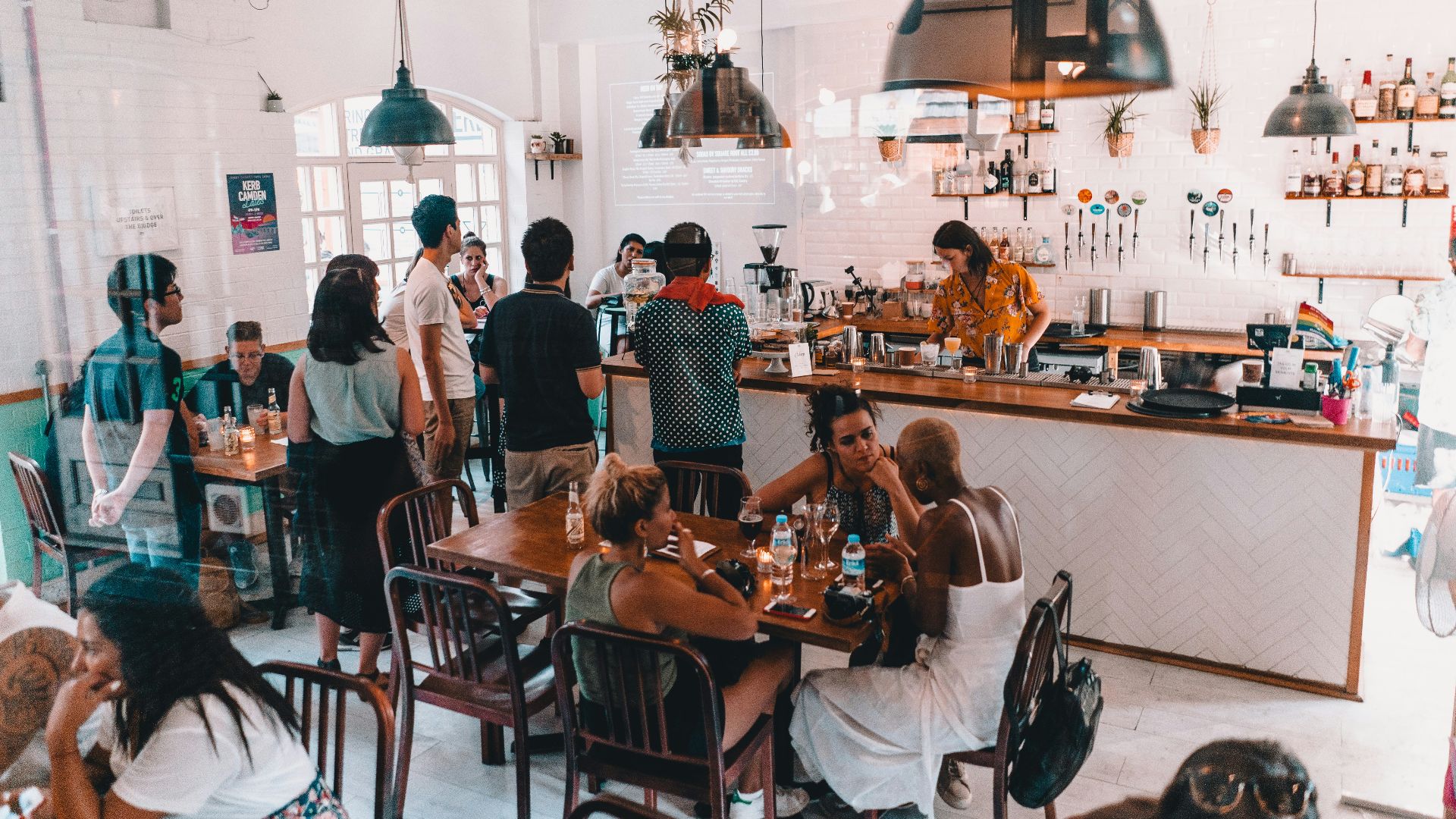 people in the store eating and ordering