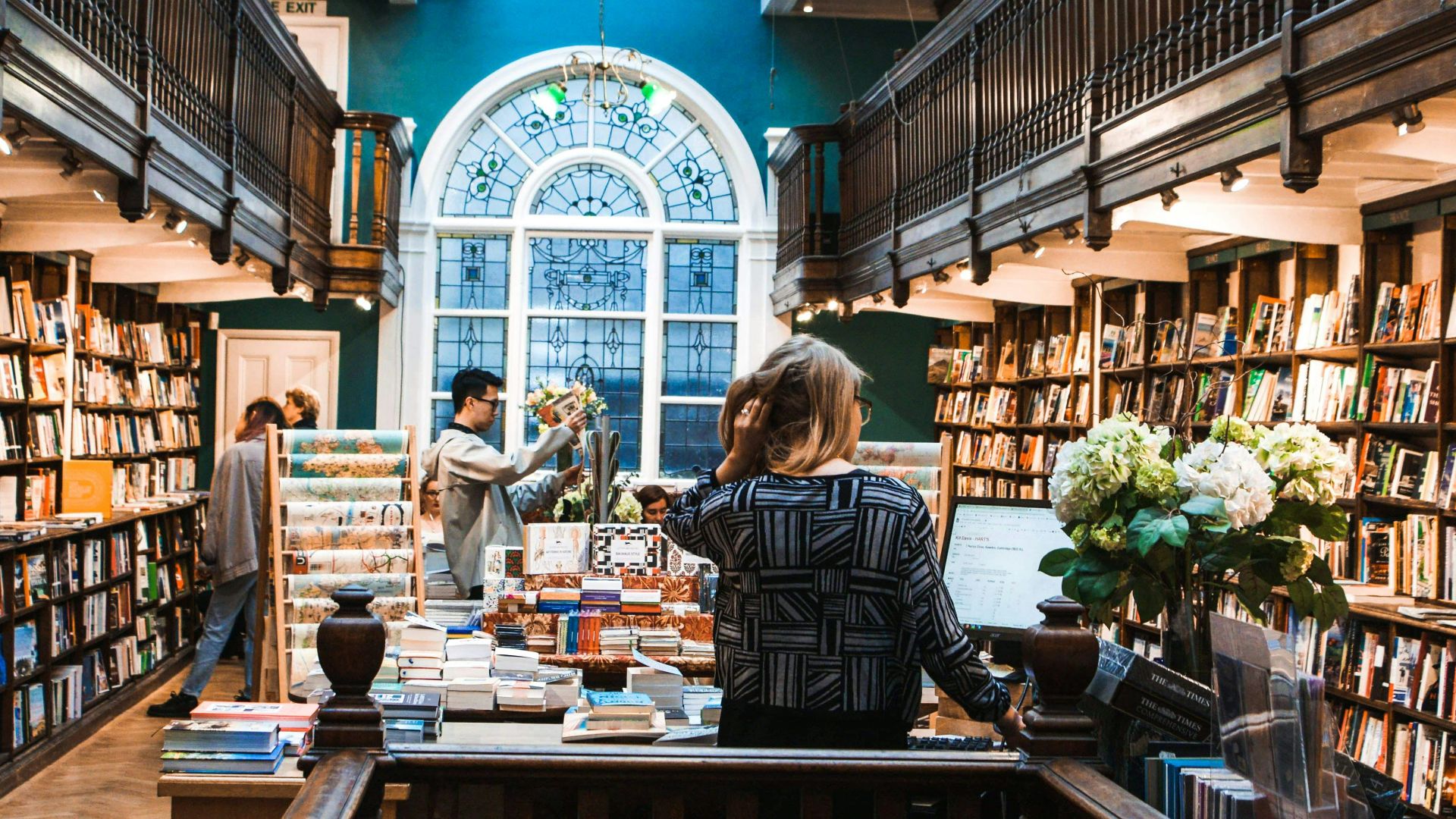 people inside library