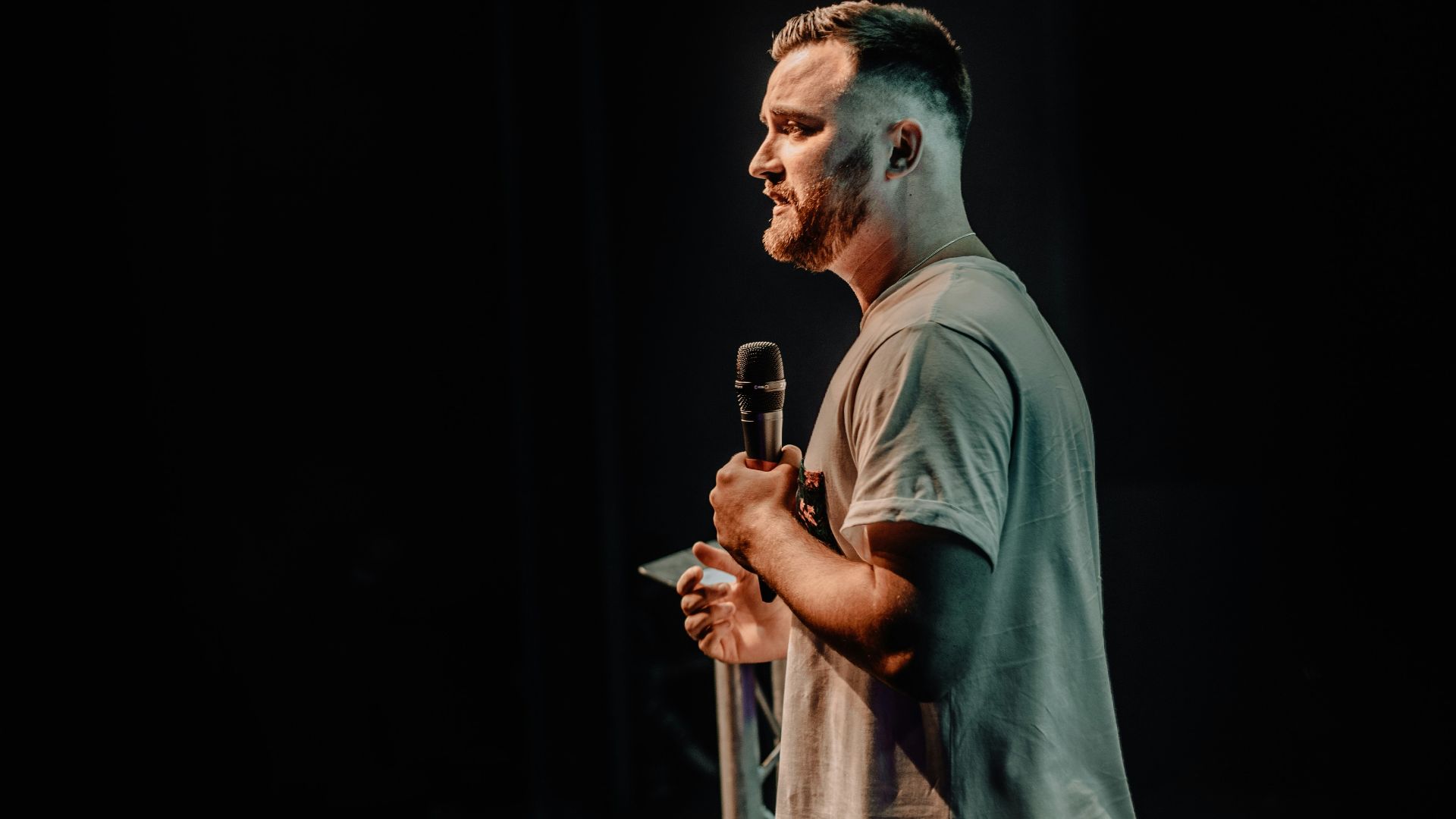 man holding microphone