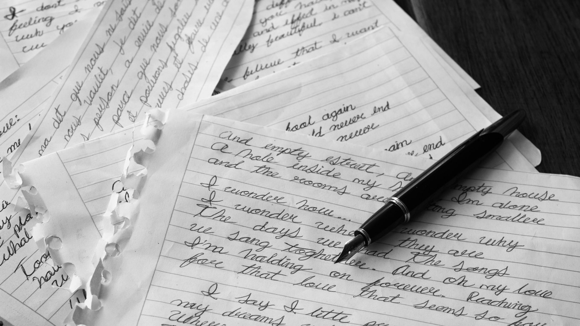 black pen on white paper