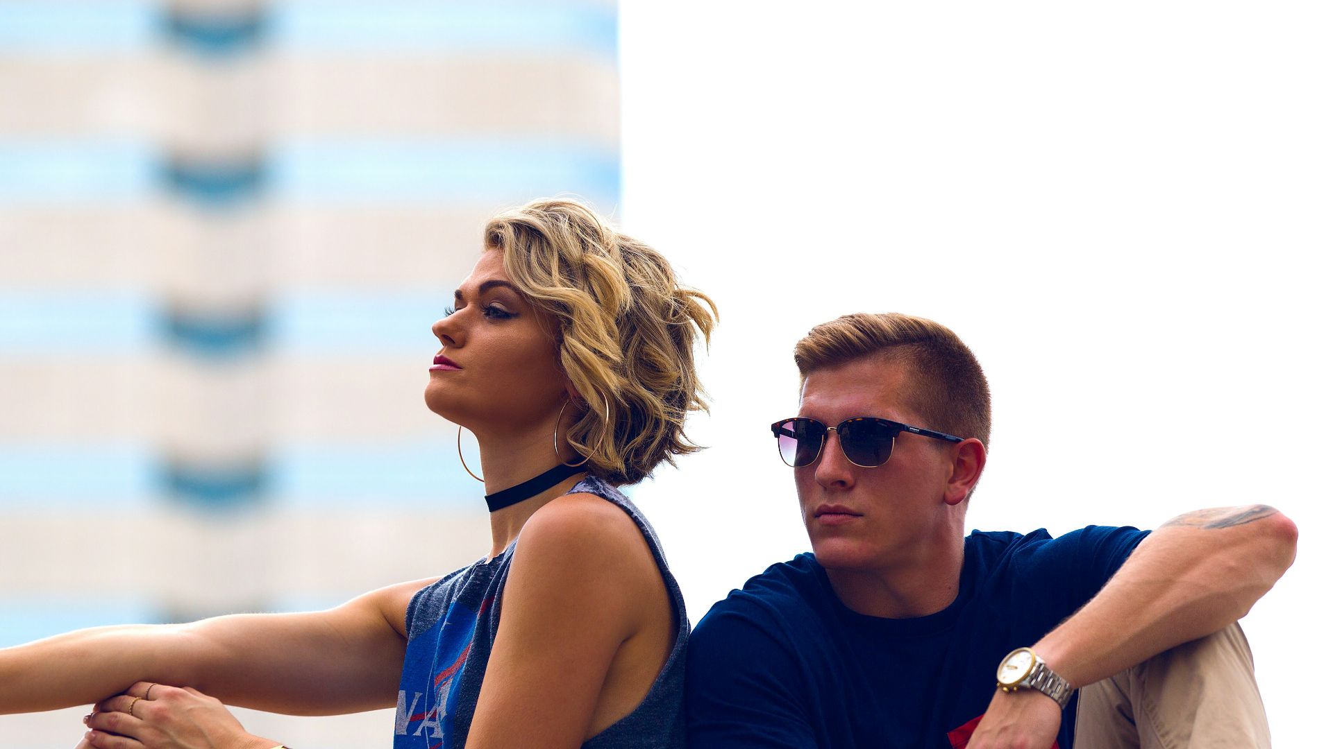 man and woman sitting posing for photo