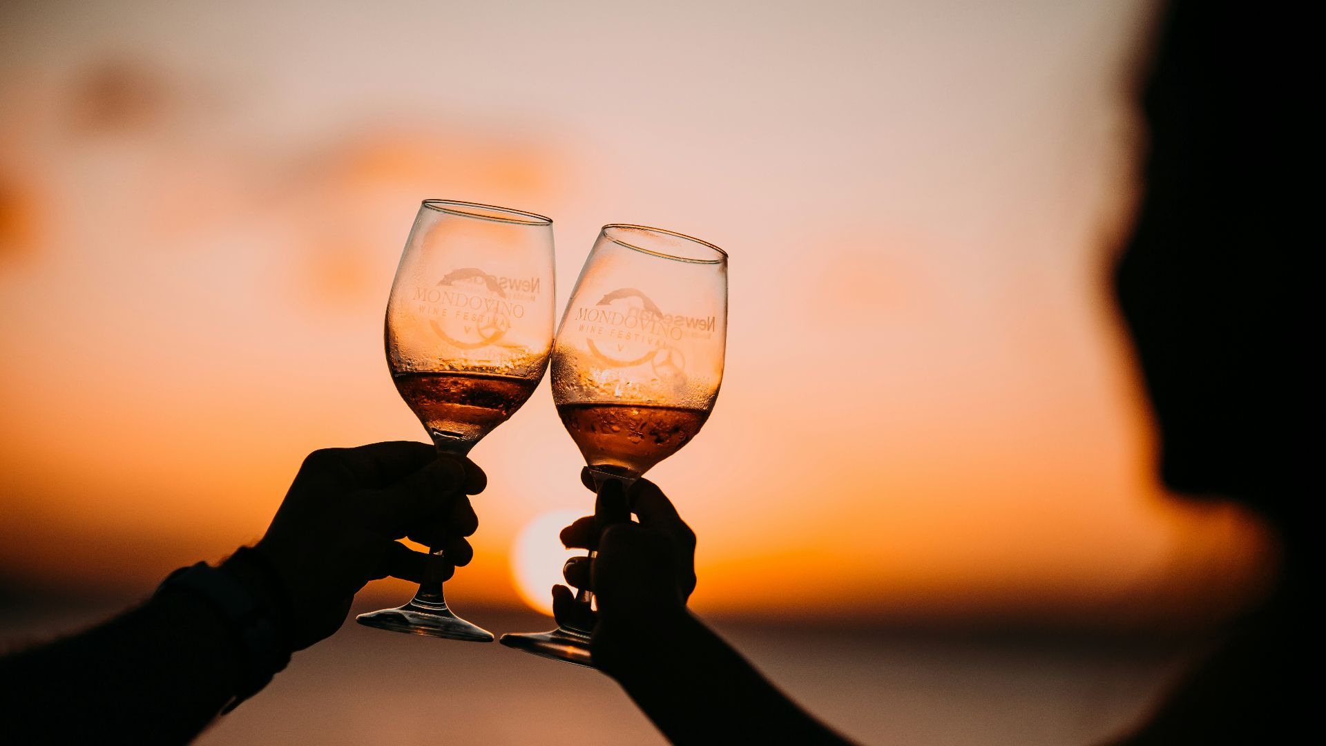 silhouette photography of two person holding long-stem wine glasses