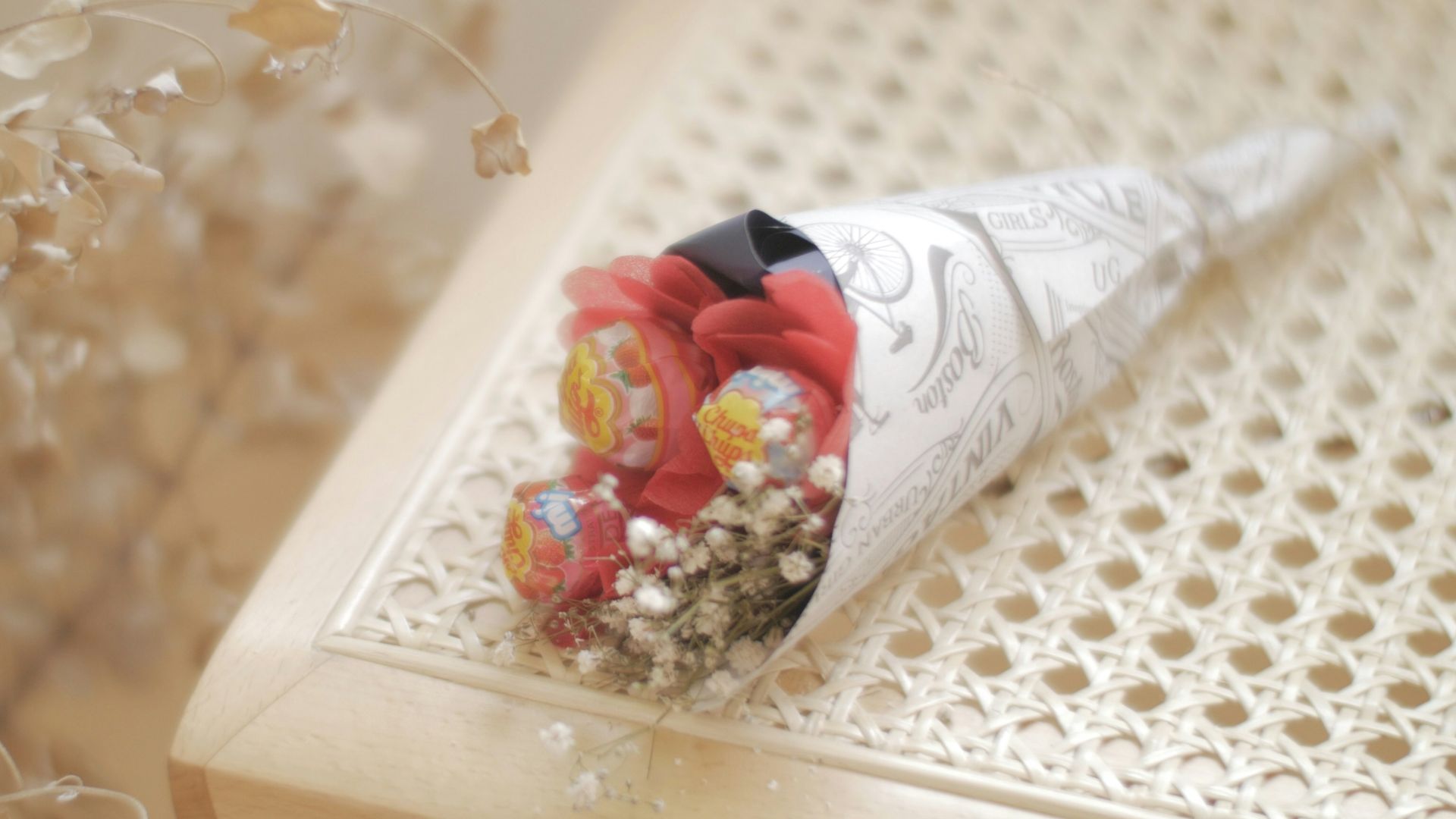 a bouquet of flowers sitting on top of a table