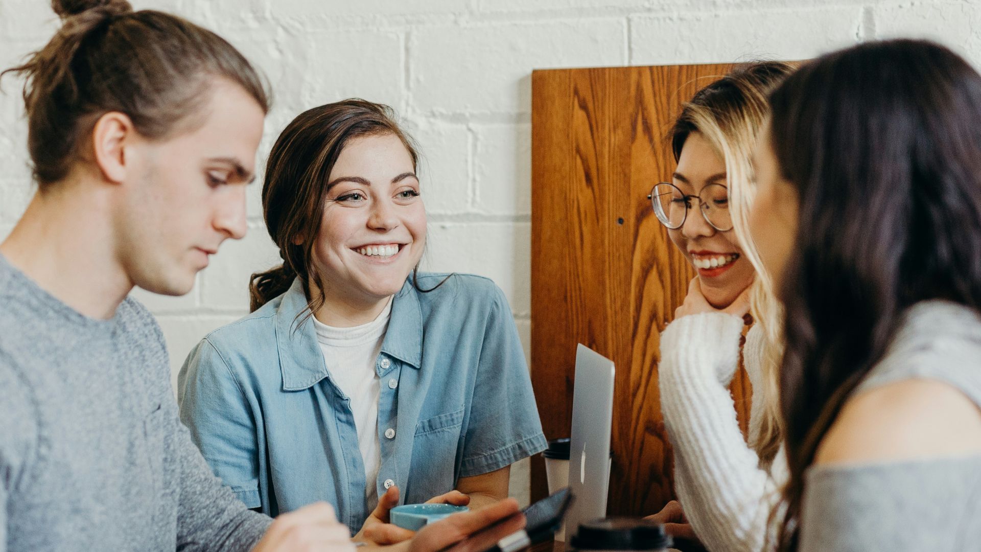 A group of friends at a coffee shop