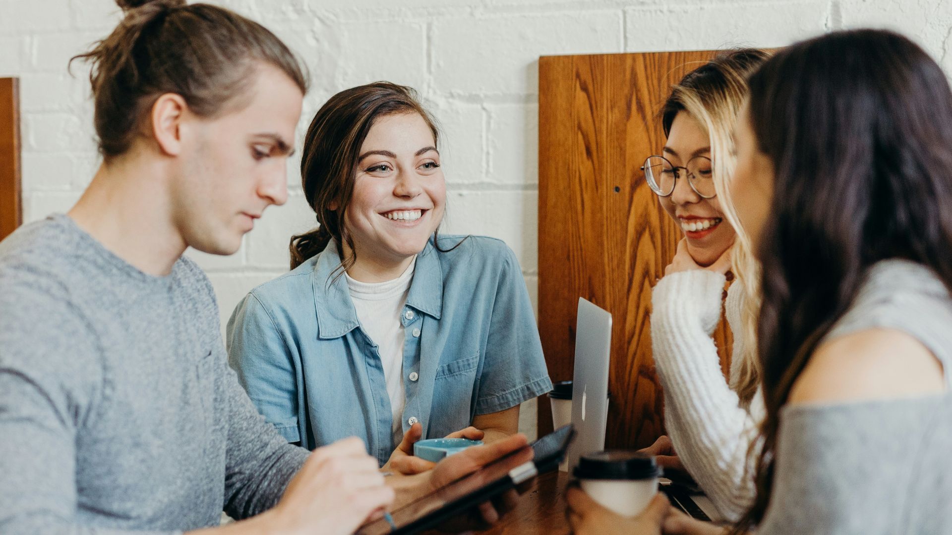A group of friends at a coffee shop