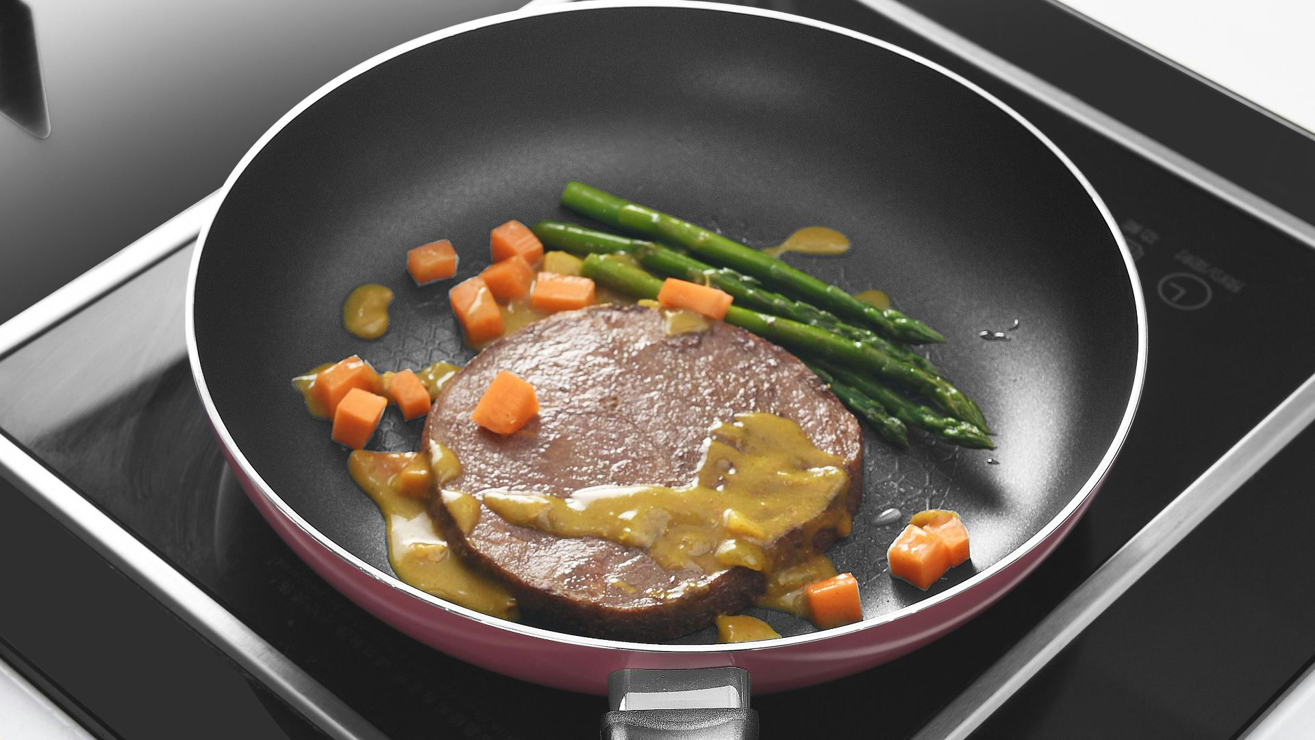 black frying pan with cooked food