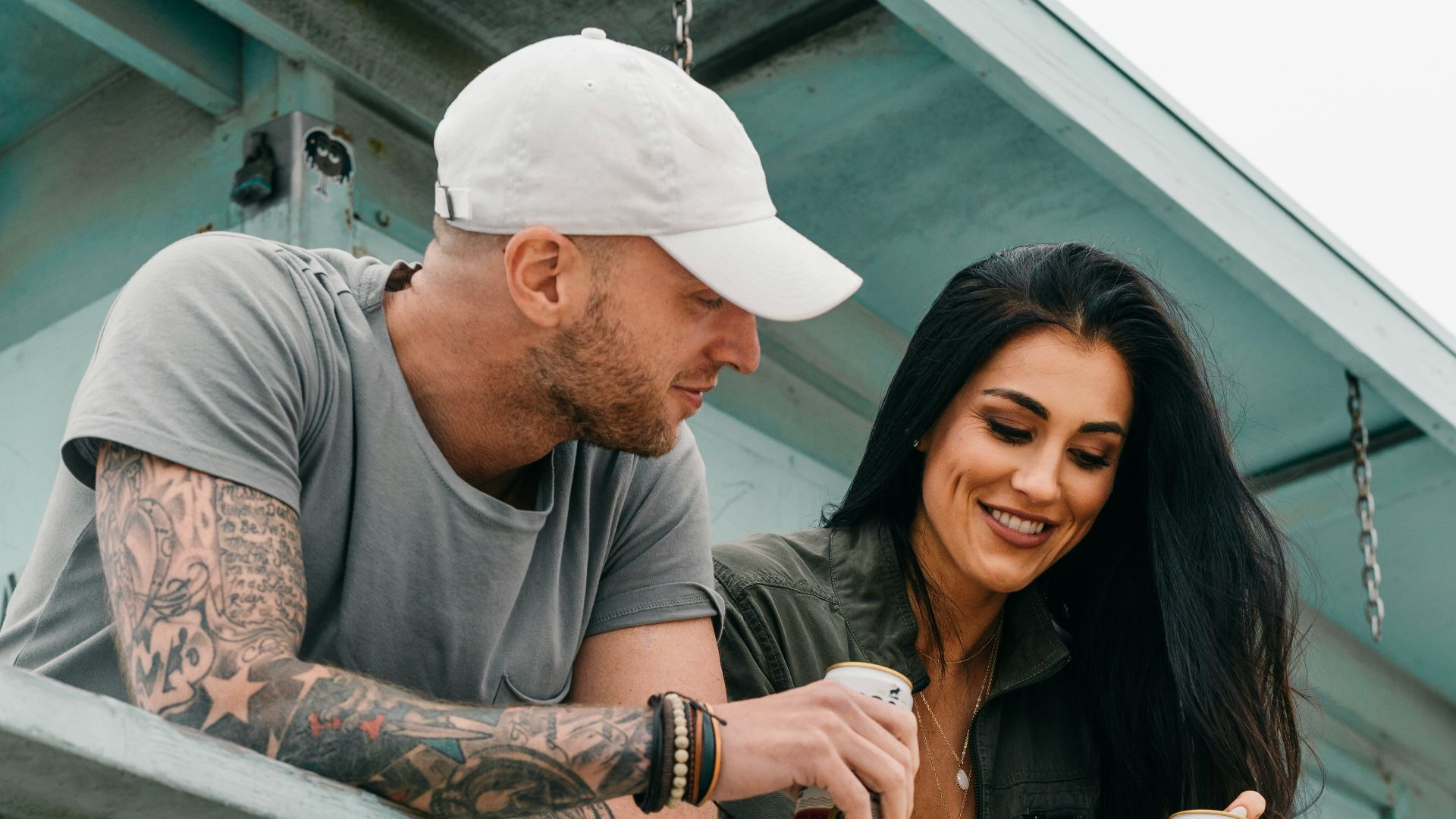 smiling woman and man