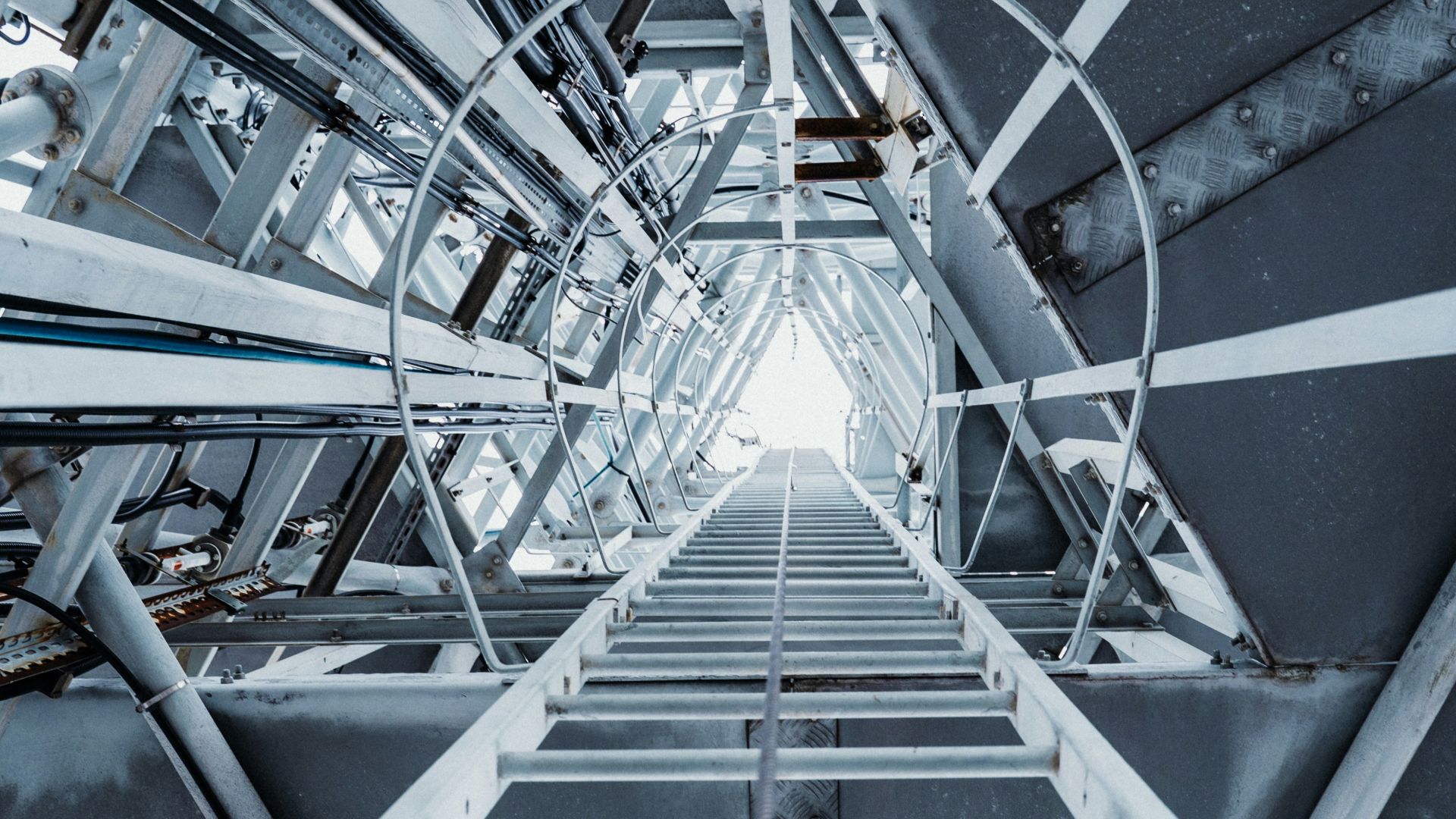 white metal staircase in a building