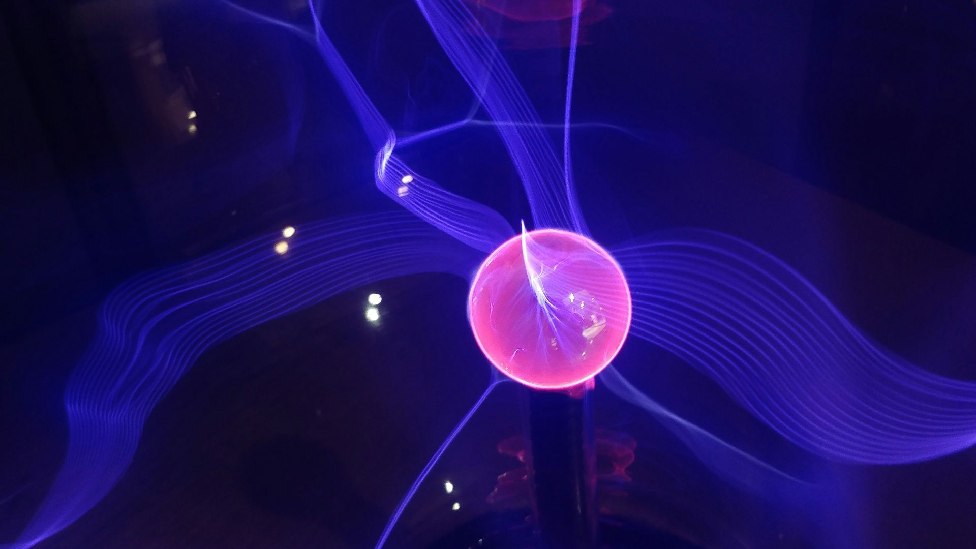 red ball with purple aura digital wallpaper