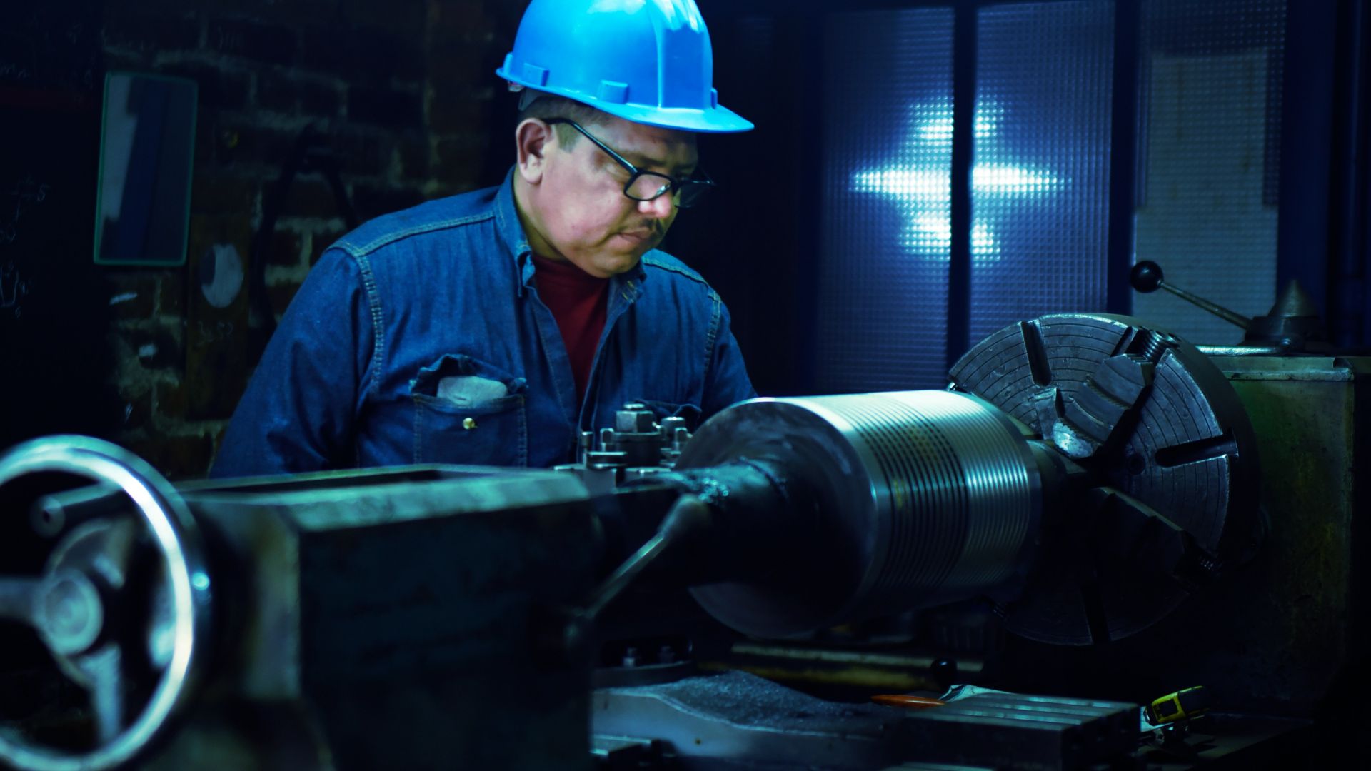 men's blue denim shirt