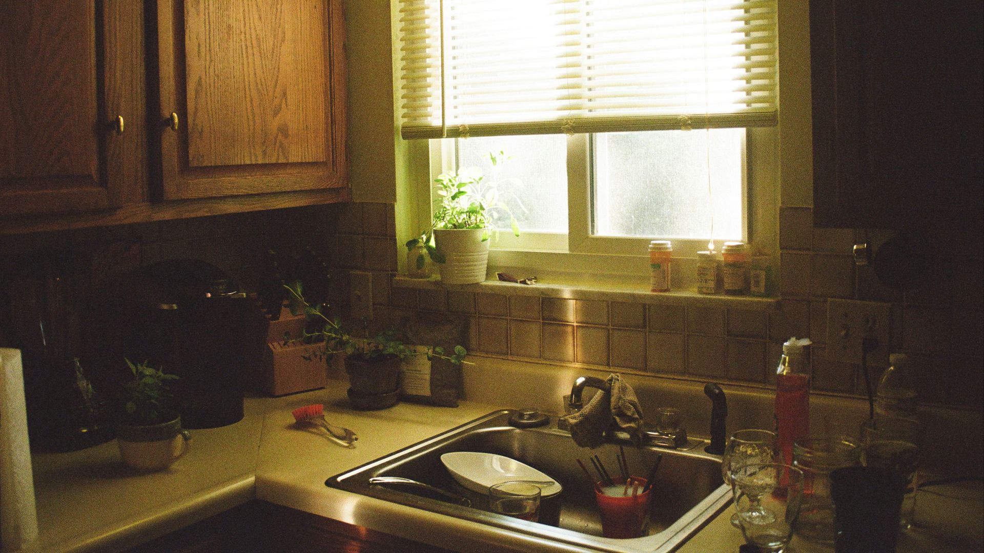 stainless steel sink with faucet