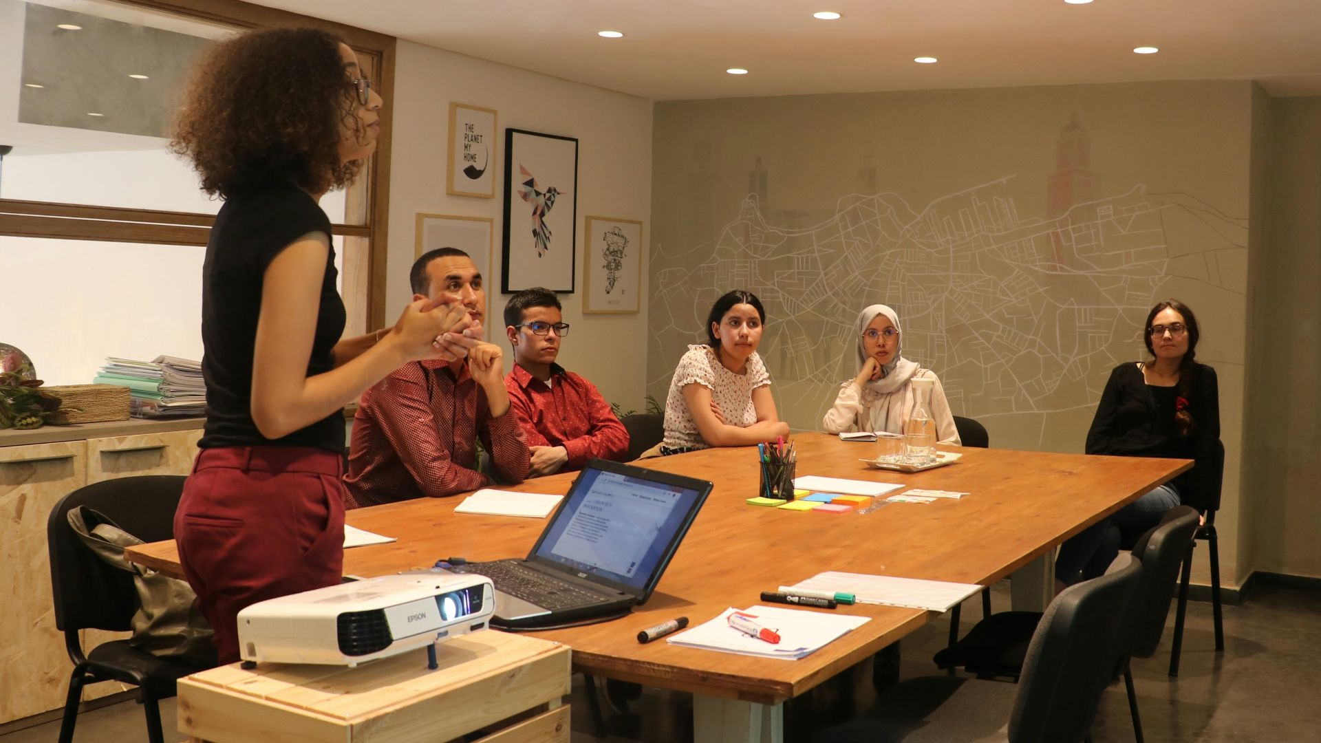 rectangular brown wooden table