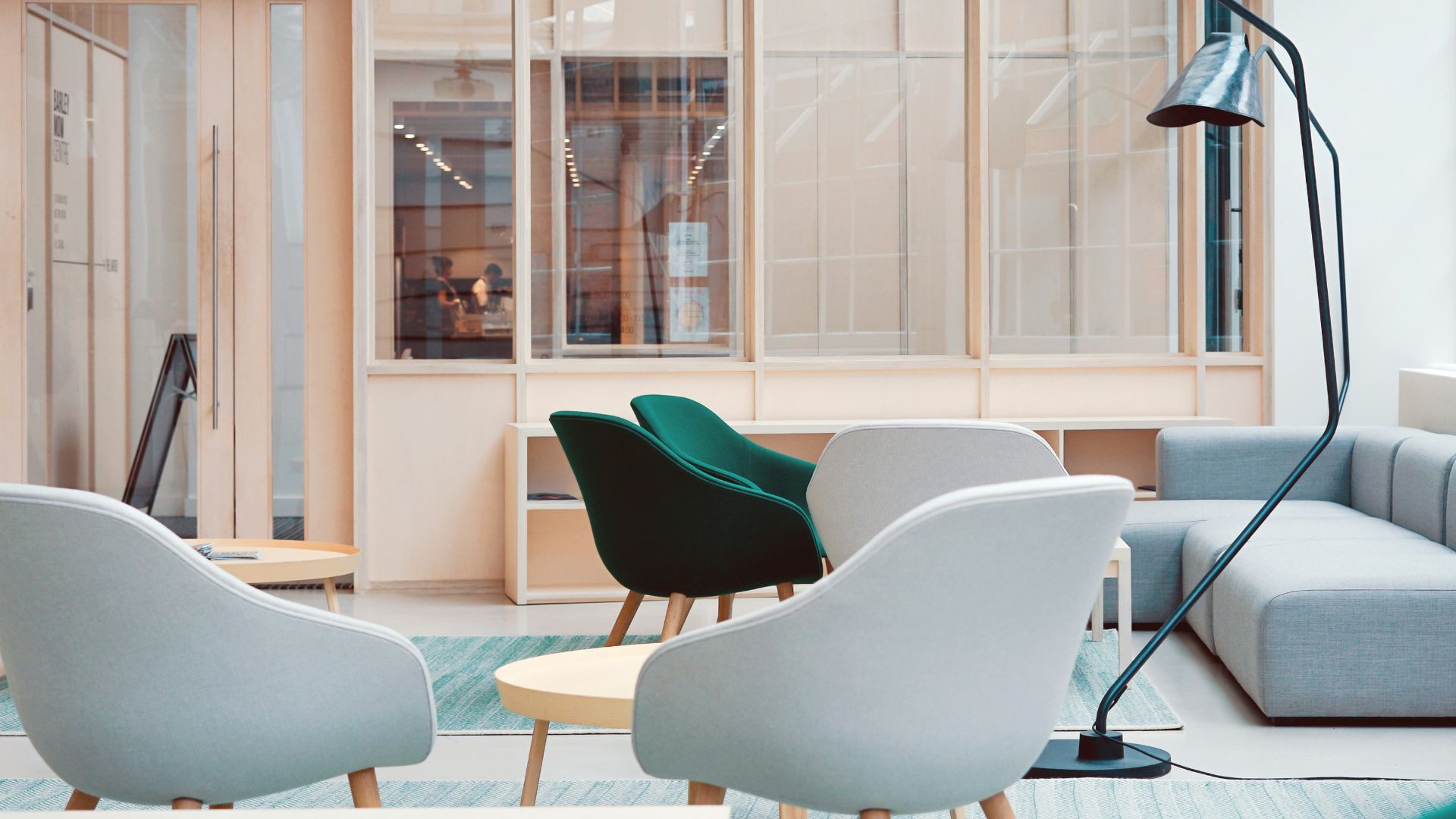 black floor lamp on living room sofa