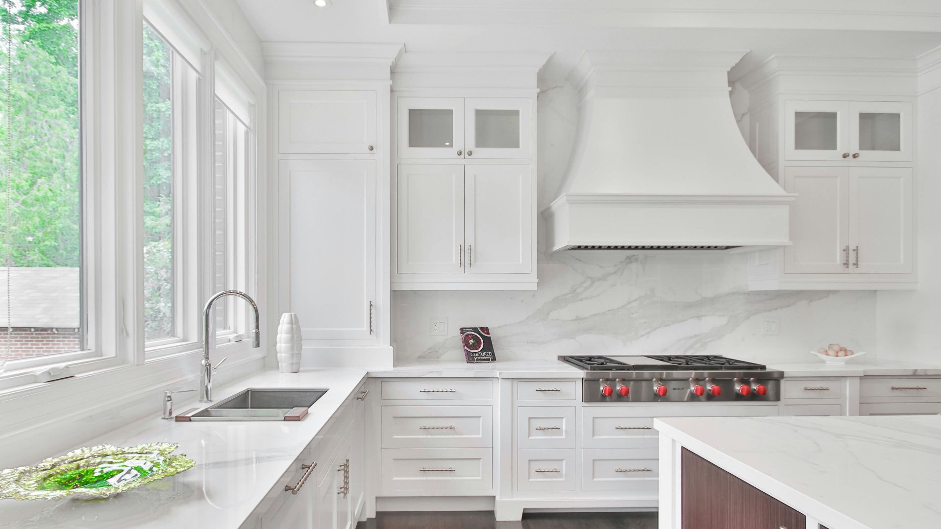 white wooden kitchen cabinet and sink