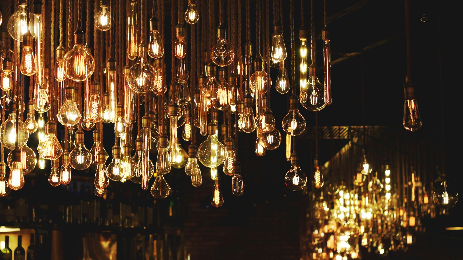 room full of pendant lamps
