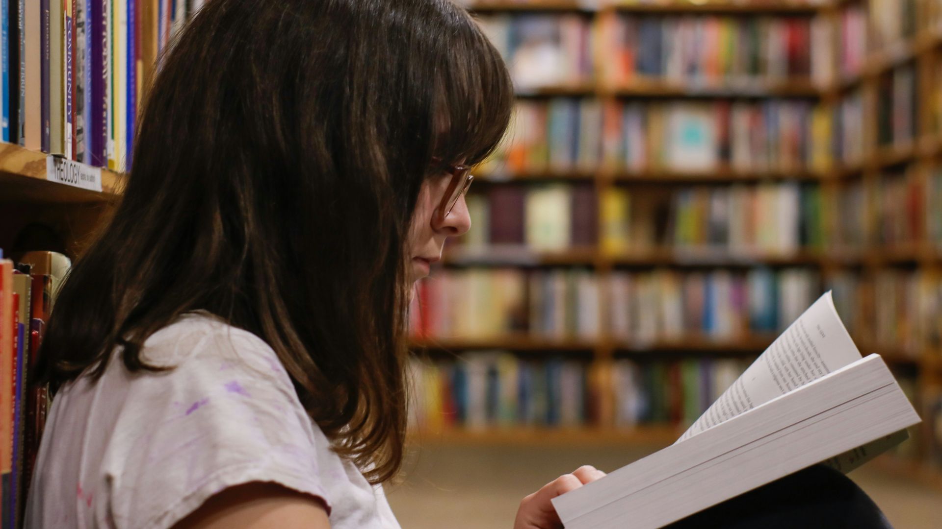 woman reading book