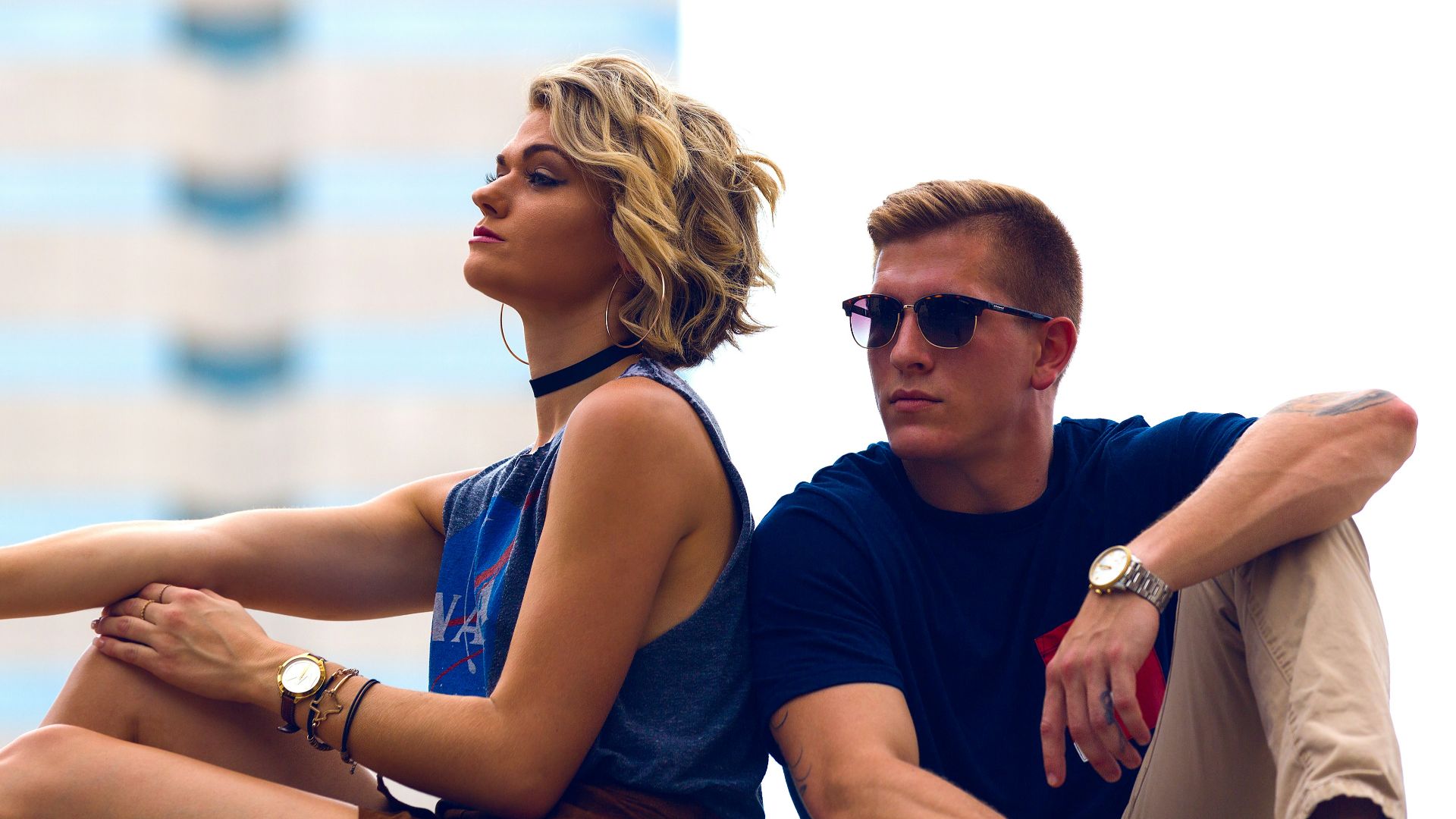 man and woman sitting posing for photo