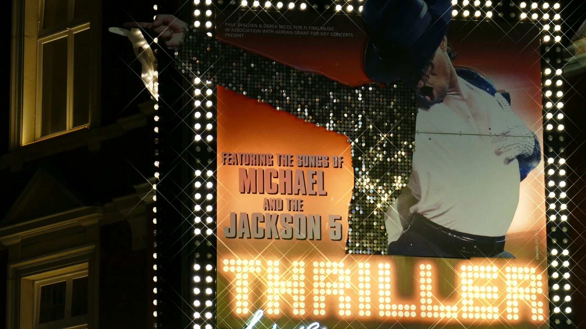 Michael Jackson 5 billboard during nighttime