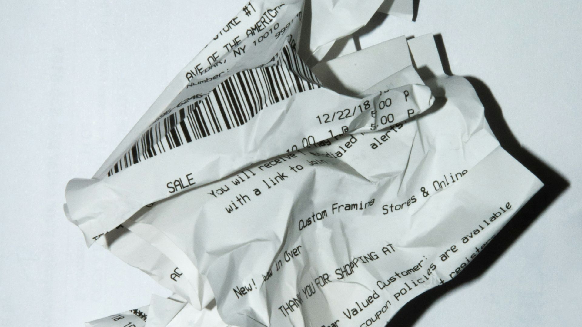 official receipt on white surface