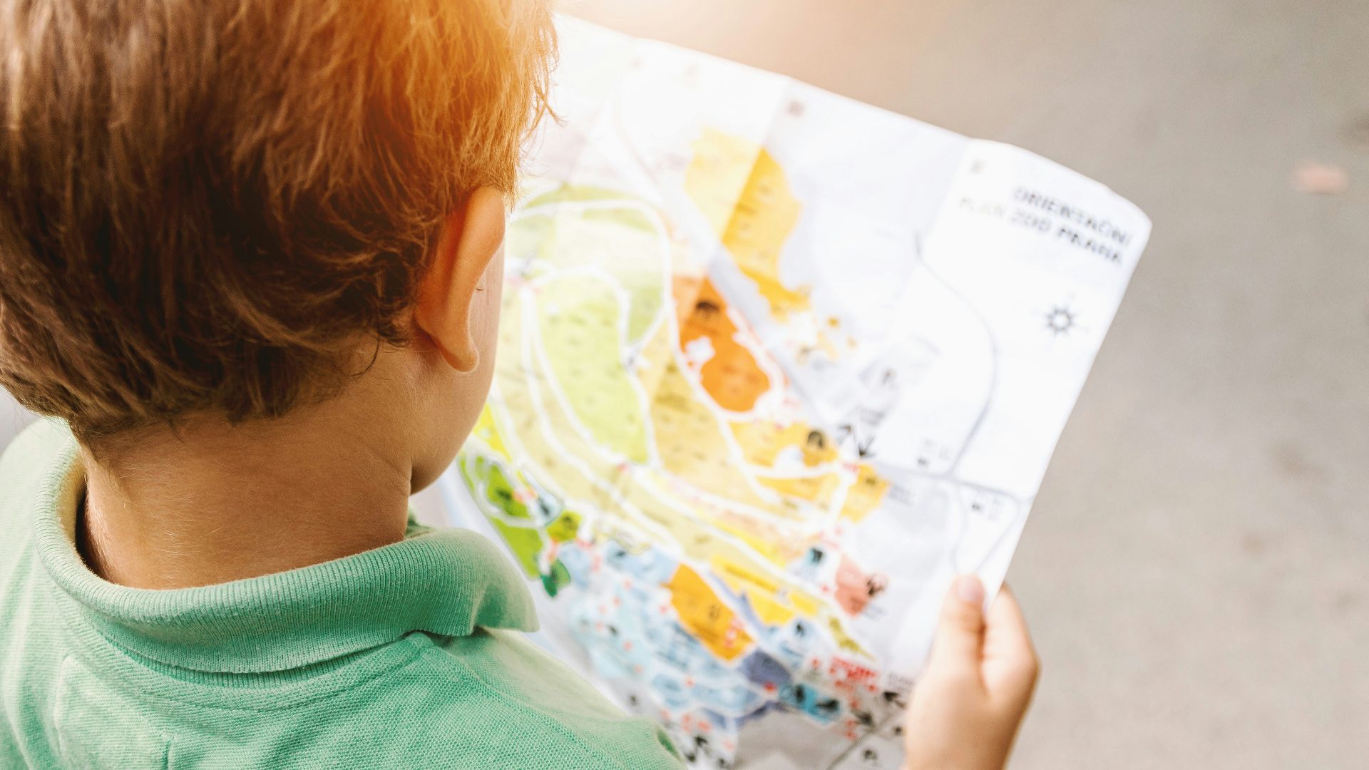 boy standing while reading map