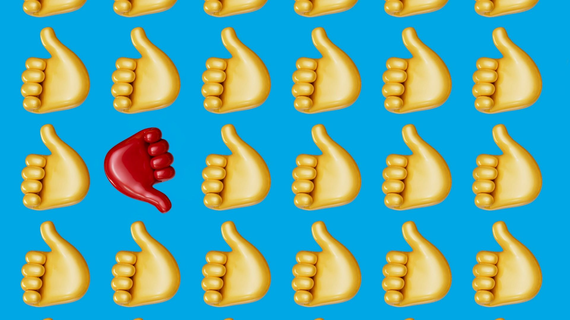 a blue background with a bunch of cookies and a red object