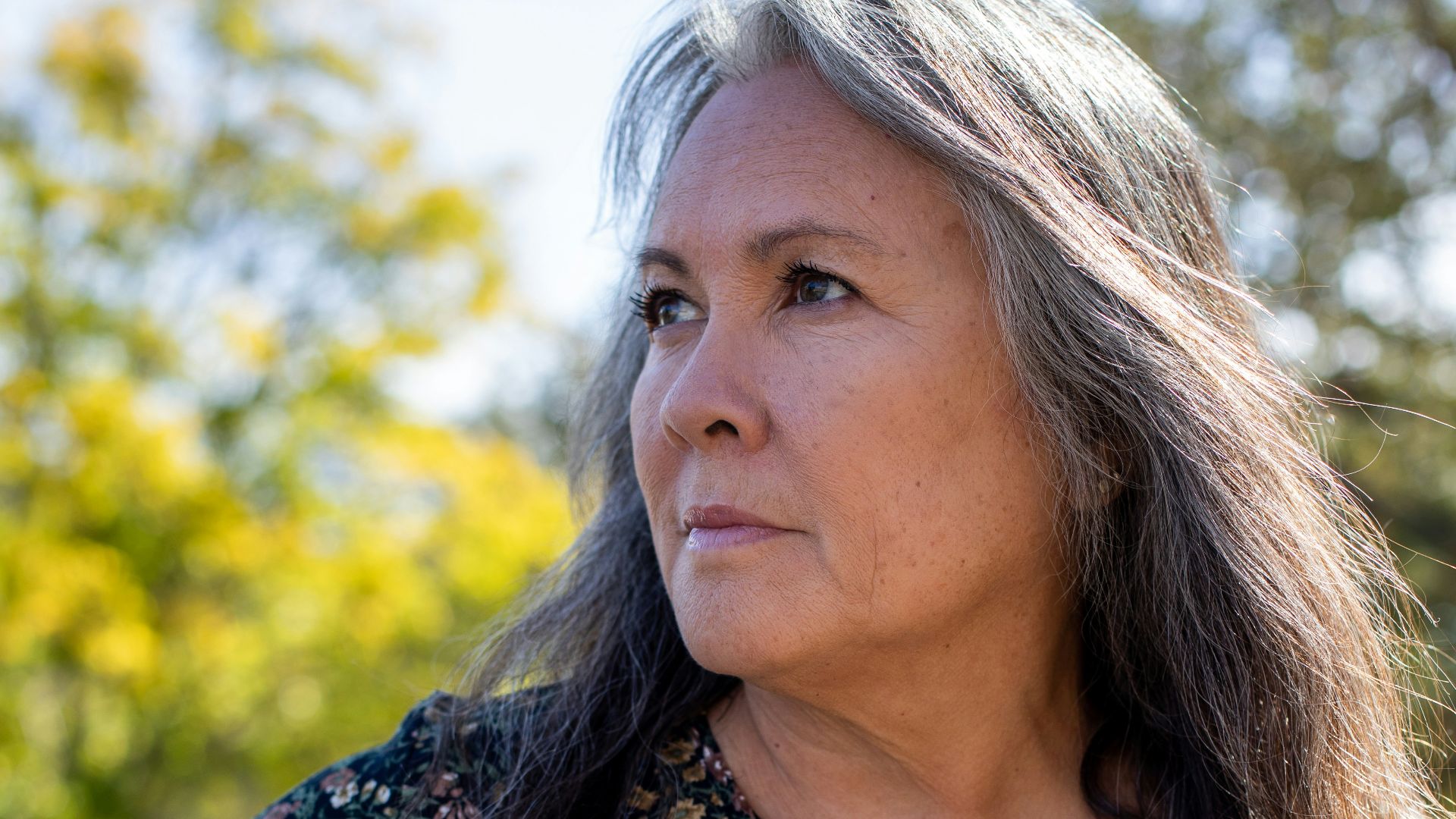a woman with long hair