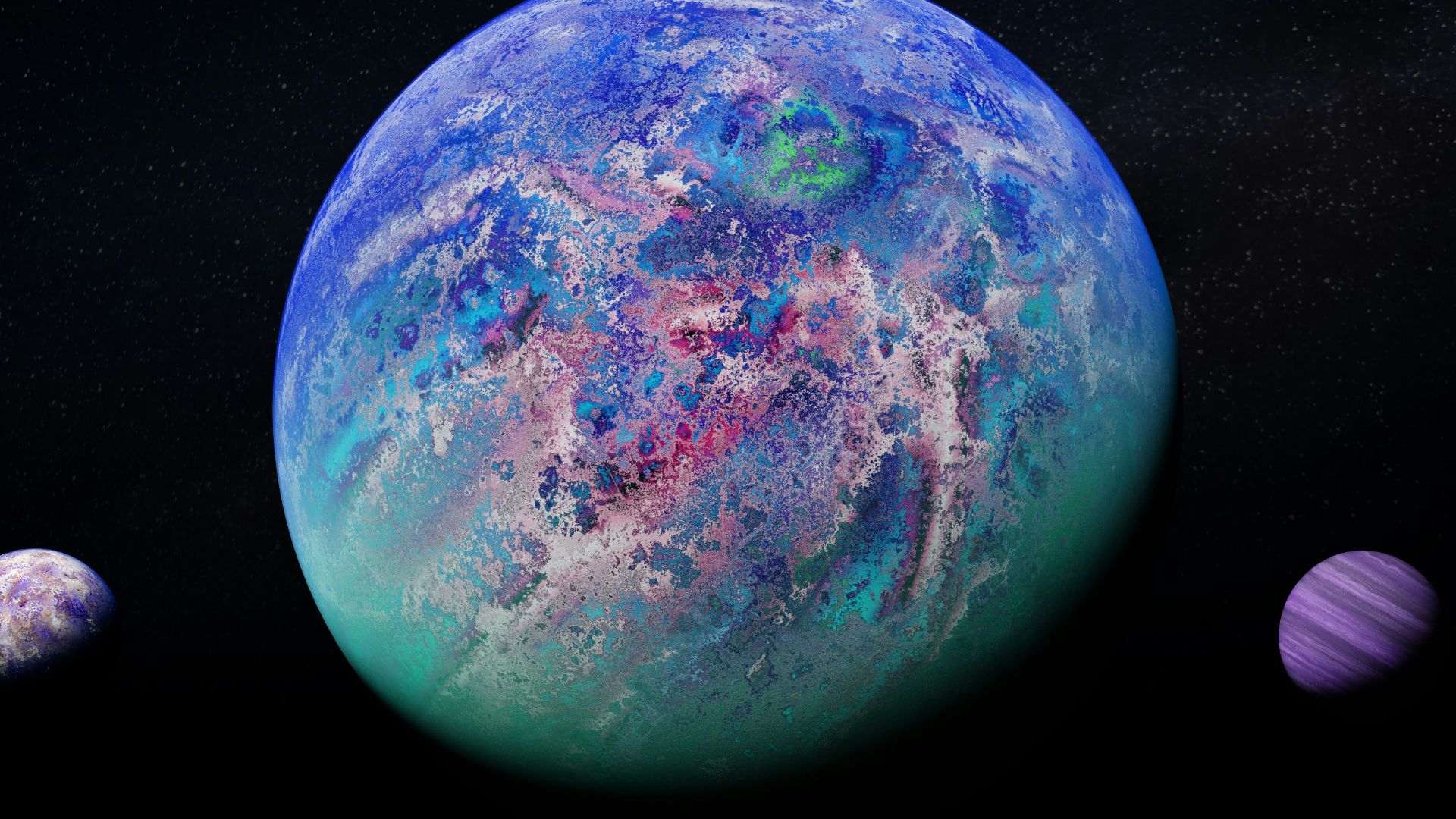 a group of planets in the dark sky