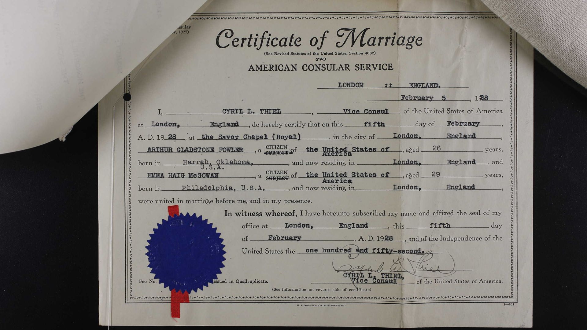 File:Emma Haig-Art Fowler marriage certificate, 1928.jpg