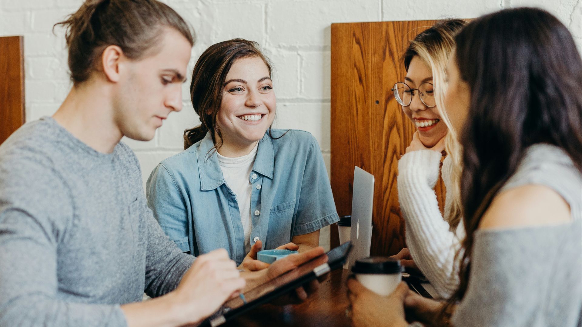 A group of friends at a coffee shop