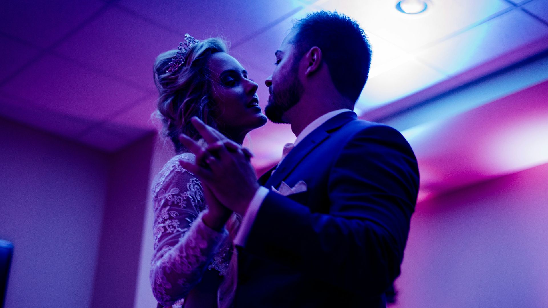 man and woman facing each other