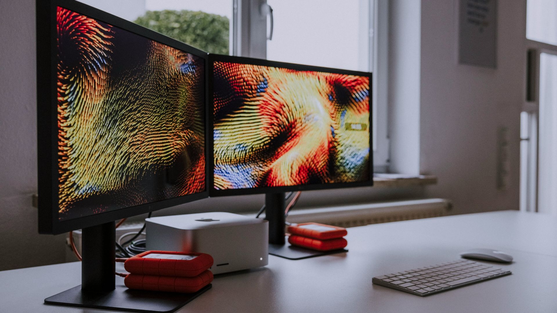 a computer monitor sitting on top of a desk