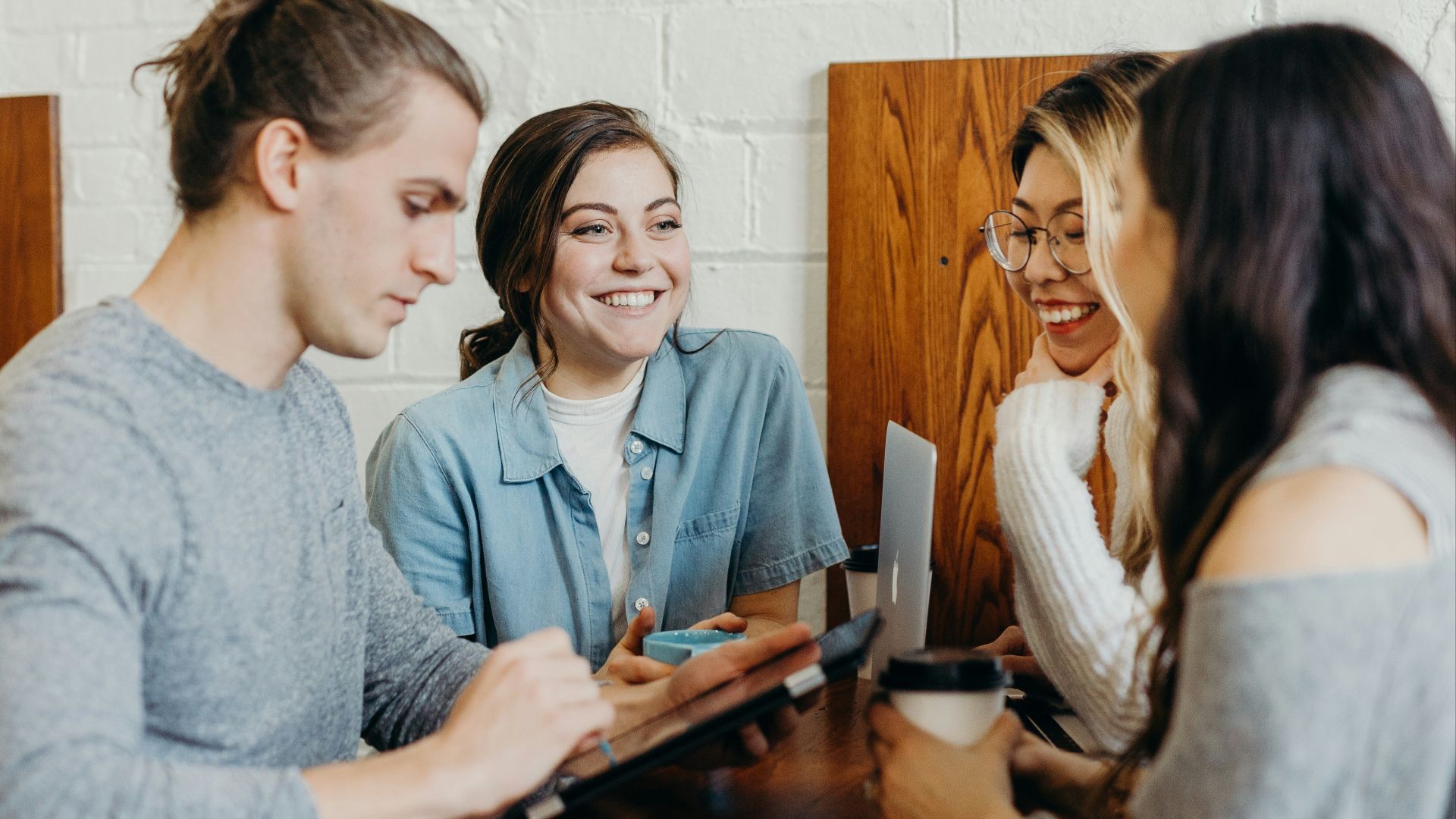 A group of friends at a coffee shop