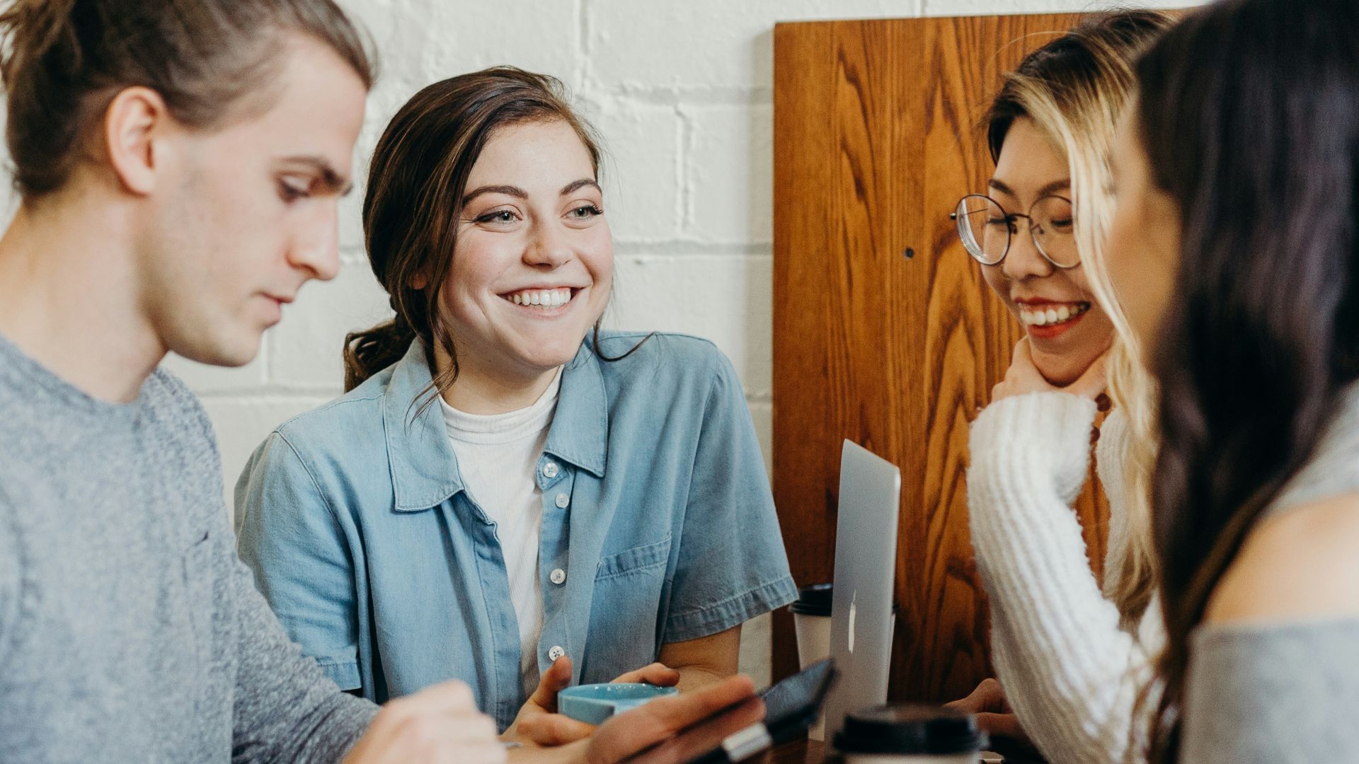 A group of friends at a coffee shop