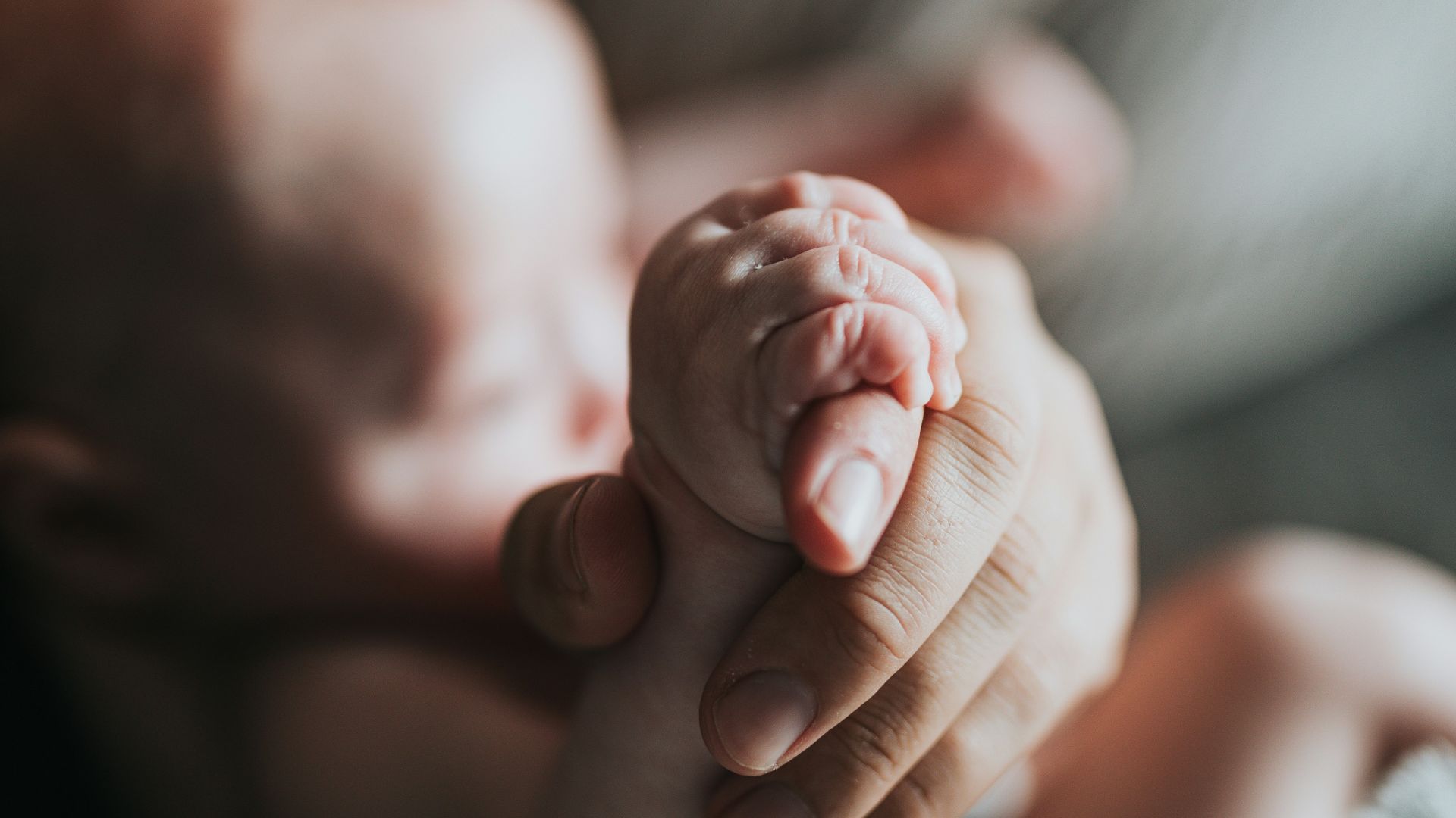 person holding babys feet