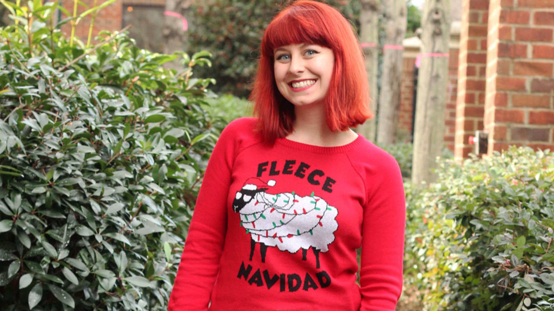 File:Red Christmas Sheep Ugly Sweater with Skinny Green Plaid Pants and Blue Pointed Flats (23662091156).jpg