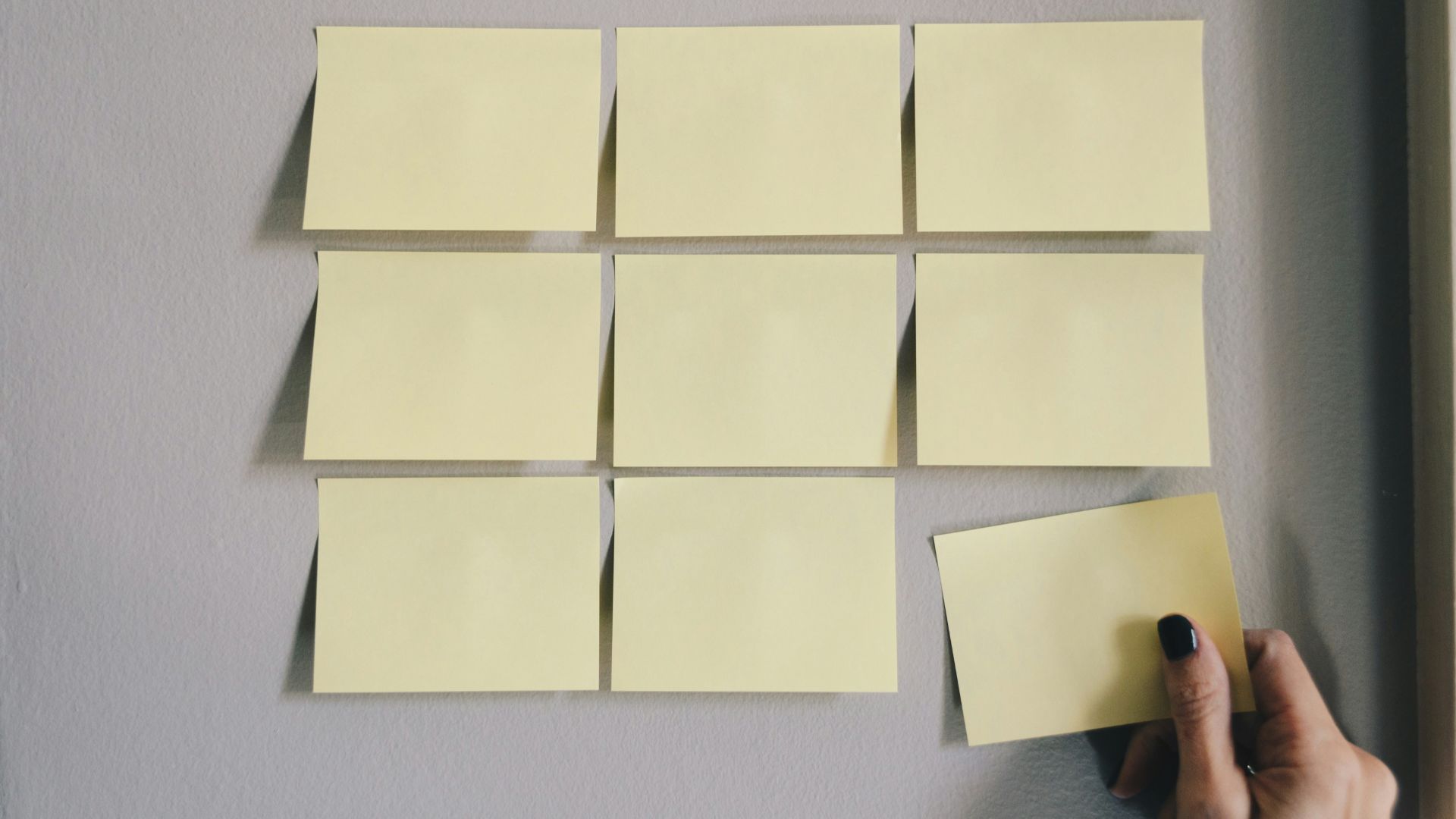 six white sticky notes