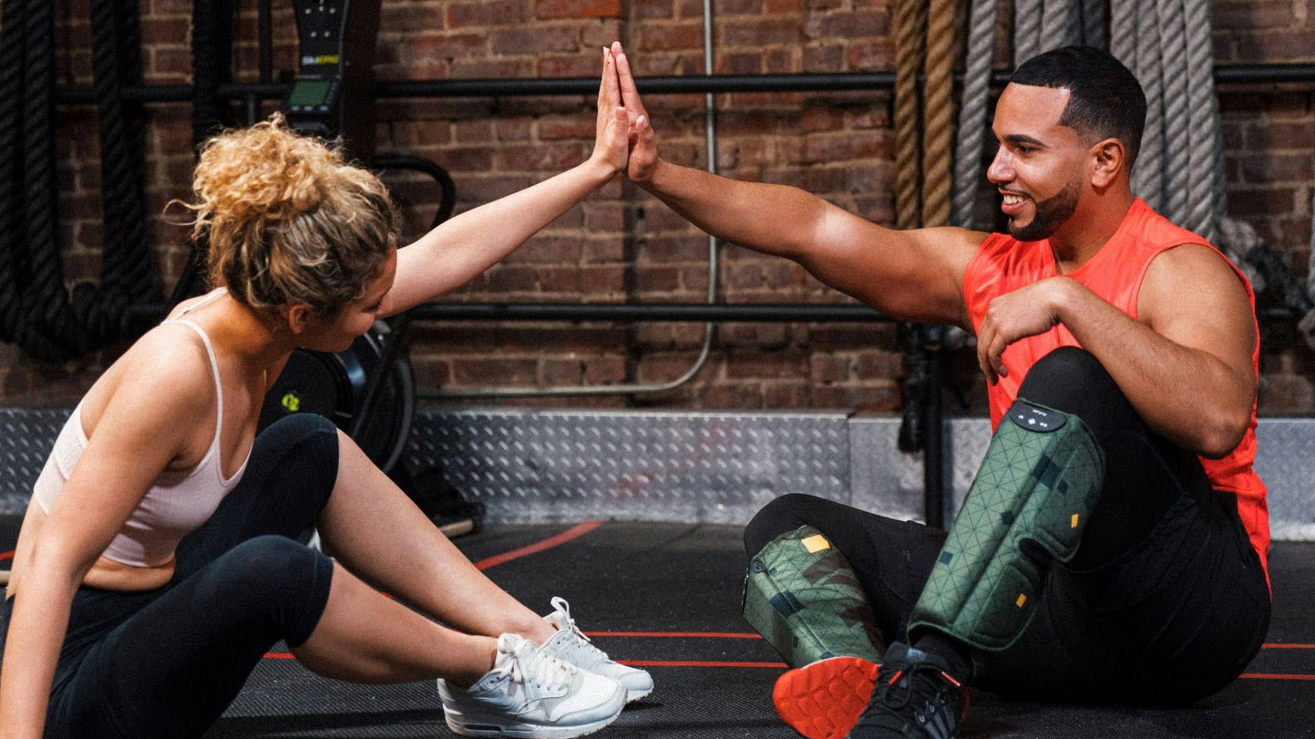 a man and woman exercising