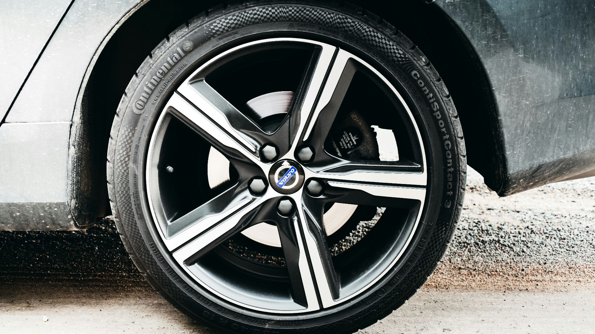 a close up of a tire on a car