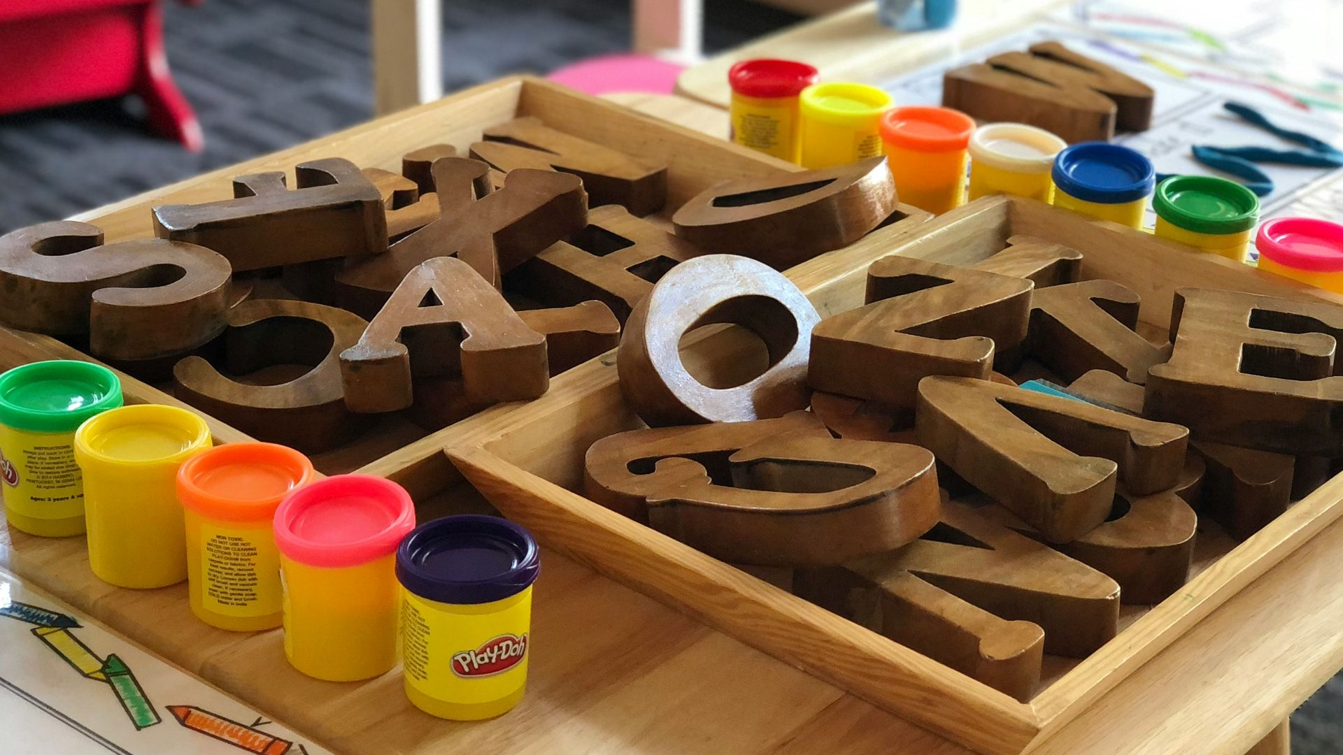 brown letters on table