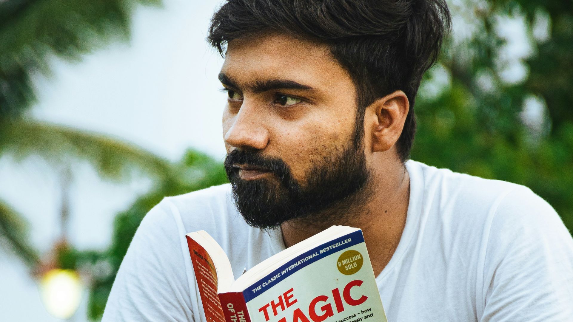 a man reading a book