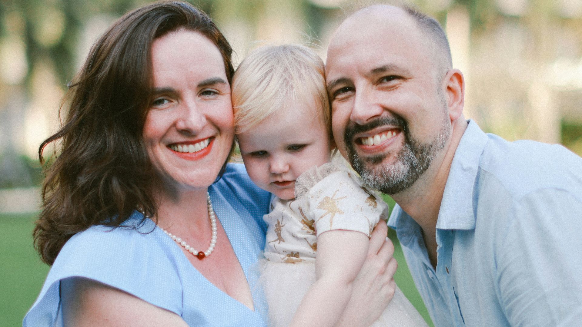 A happy family with a young child